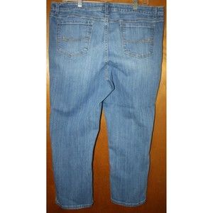 St Johns Bay Jeans Womens Size 16 Med Blue Straight Leg High Rise Pants GUC